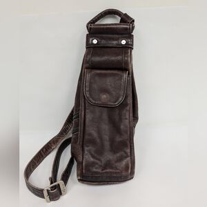 Vintage Lavive Leather Cross Body Sling Multipocket Bag Brown And Silver